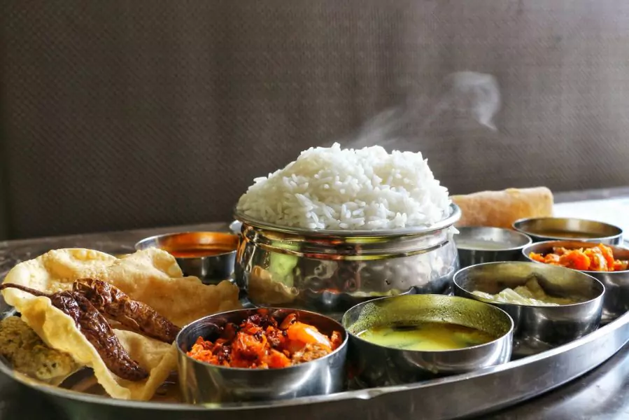 A nourishing bowl of vegetarian yogic food.