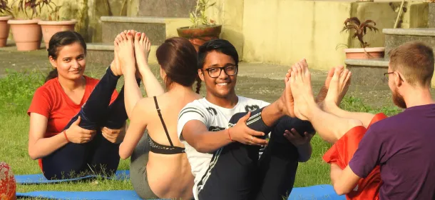 An experienced yoga teacher demonstrating a posture with precision.